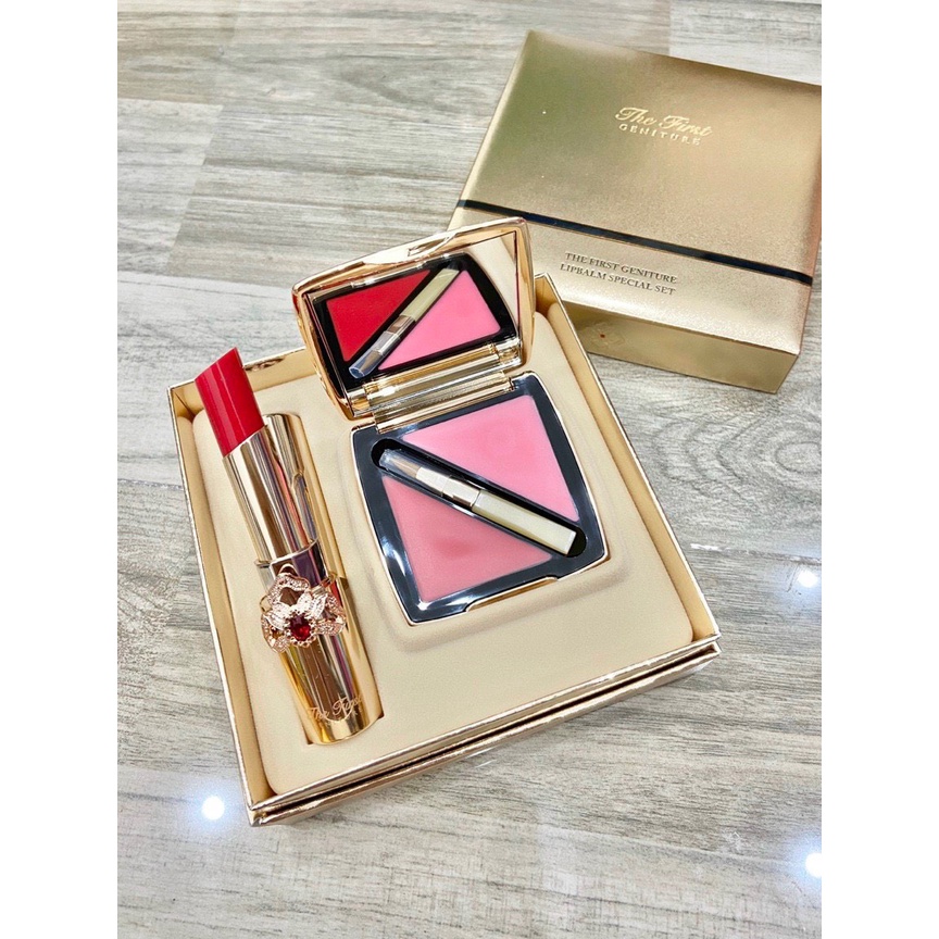 Set son siêu dưỡng OHUI The First Geniture Lipbalm Special Set tặng kèm bảng son 2 màu