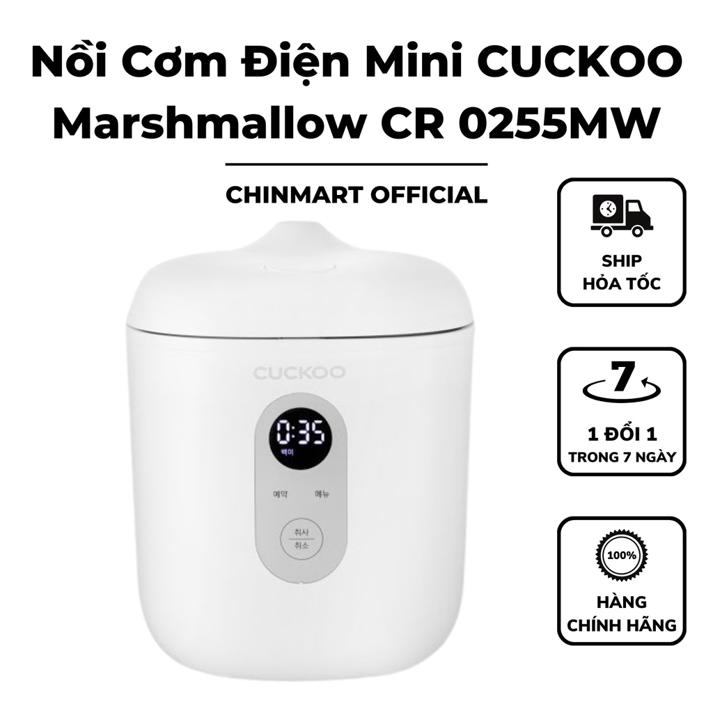 Nồi Cơm Điện Mini CUCKOO Marshmallow CR 0255MW 0.36L Đa Năng, Tích Hợp Nhiều Chế Độ Hàn Quốc Chính Hãng