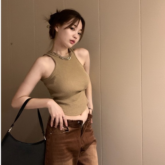 Áo Dệt Kim Không Tay Dáng Ôm Thời Trang Hàn Quốc Dành Cho Nữ