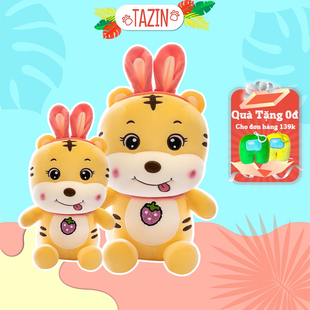 Gấu bông hổ tai thỏ cute, hổ bông tai thỏ mềm mịn cao cấp TAZIN