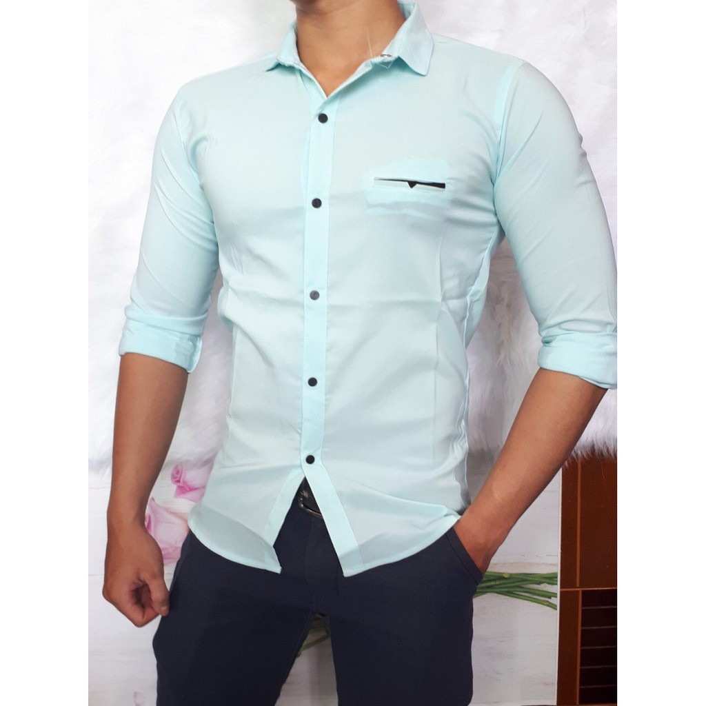 áo sơ mi nam Fom body cực chuẩn vãi co giãn size M đến XXL hình thật