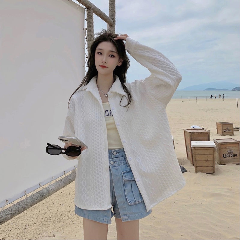 Áo Sơ Mi Trắng Tay Dài Dáng Rộng Cổ Bẻ Thời Trang Dành Cho Nữ