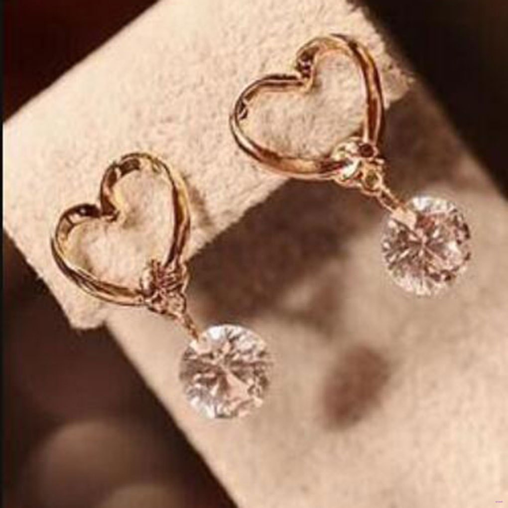 1 Đôi Bông Tai Hợp Kim Hình Trái Tim Đính Đá Lấp Lánh