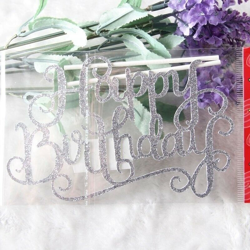 Glitter Flags Cake Topper Happy Birthday Party Supplies Decorations Tools
