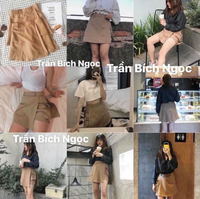 CHÂN VÁY PHỐI QUẦN KAKI STRAP SKIRT - CHÂN VÁY CÓ TÚI ( KÈM ẢNH THẬT TRẢI SÀN ) | BigBuy360 - bigbuy360.vn