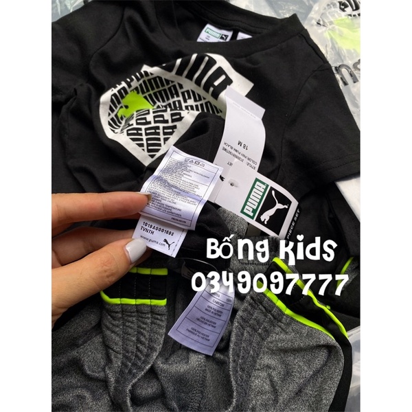 Bộ Hè Bé Trai Logo Xanh Nõn Nền Đen PM