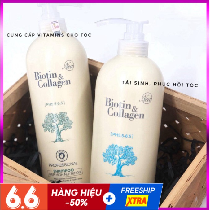 [Hàng Chuẩn] Biotin Collagen ⚡FreeShip⚡ Cặp Dầu Gội, Xả - Chống Rụng Kích Thích Mọc Tóc Siêu Mềm Mượt Biotin & Collagen