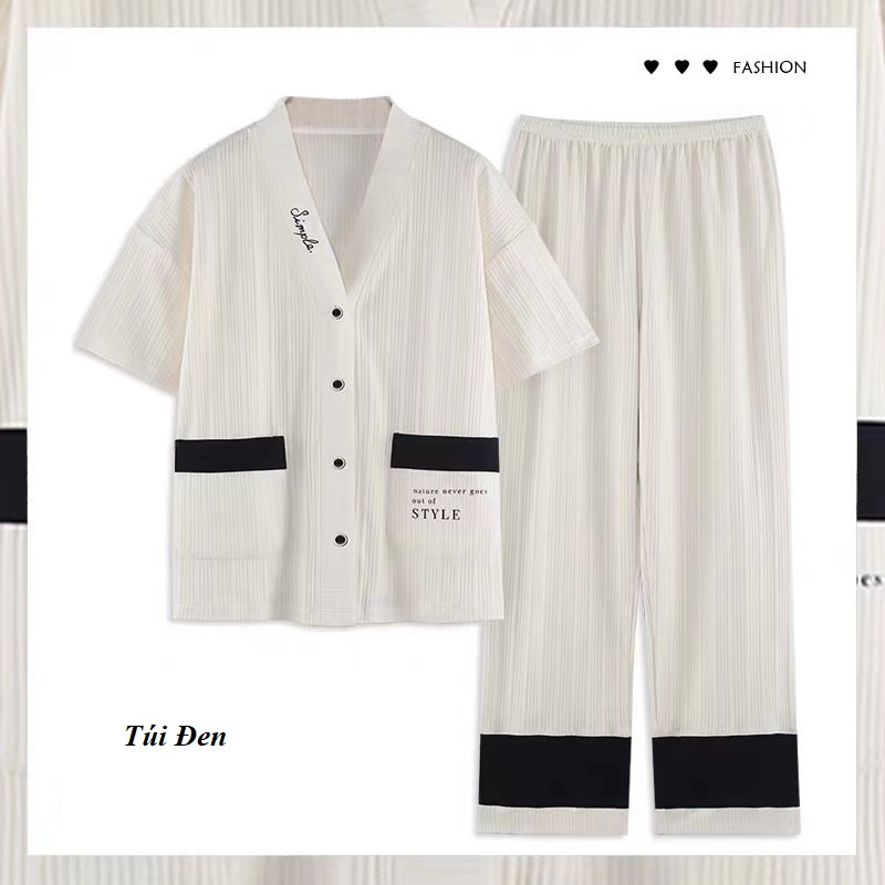 Bộ đồ ngủ nữ, đồ ngủ nữ cadigan mùa hè phong cách nhật BN03