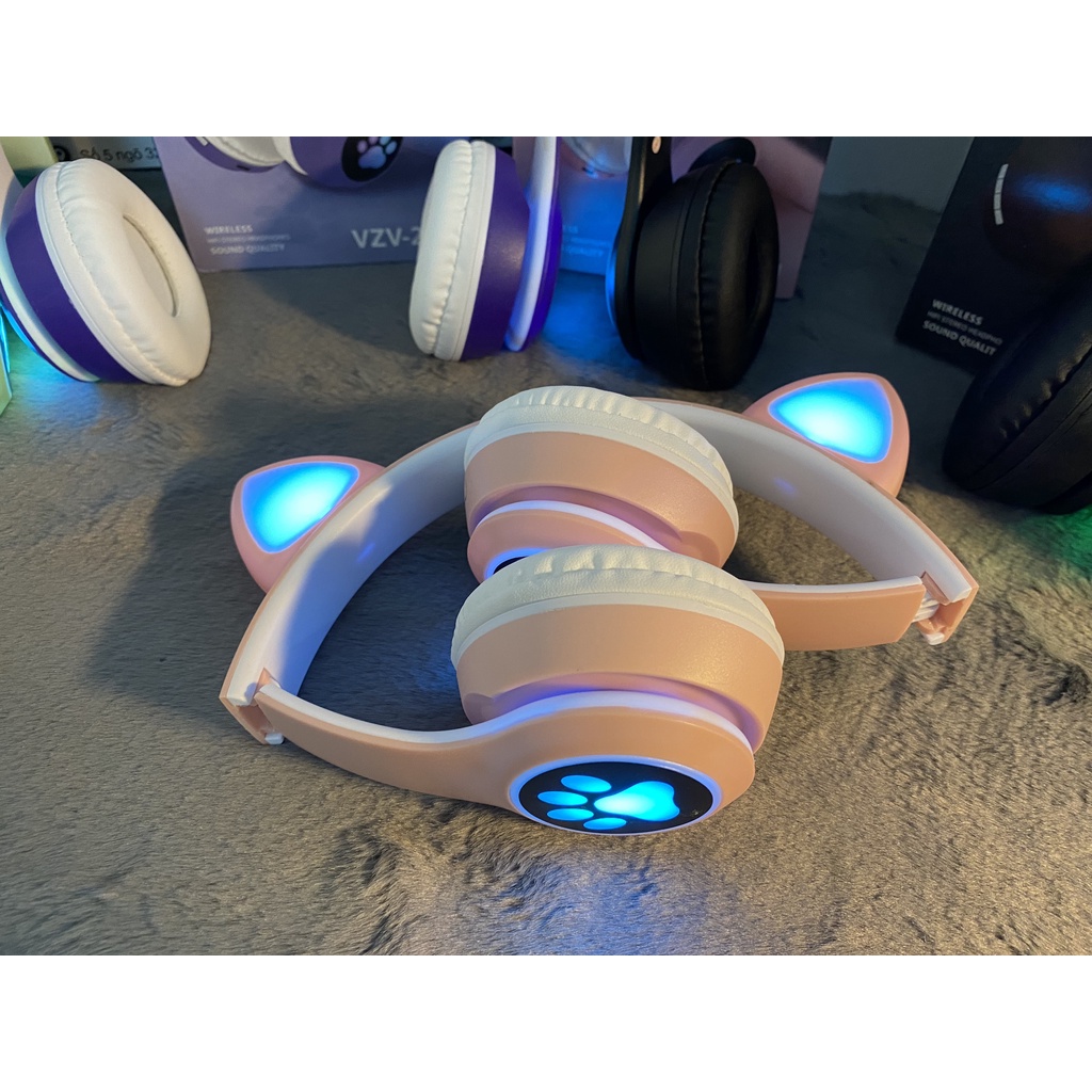 Tai Nghe Nhạc LED Chụp Tai Bluetooth CATEAR VZV-23M TAI MÈO Headphone Úp Tai Không Dây