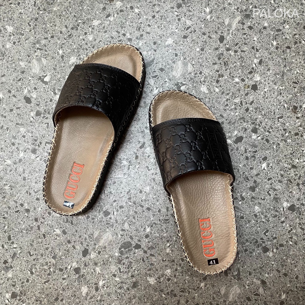 Dép GC quai ngang nam cao cấp chất liệu da êm chân chắc chắn độ bền cao phong cách PALOKA