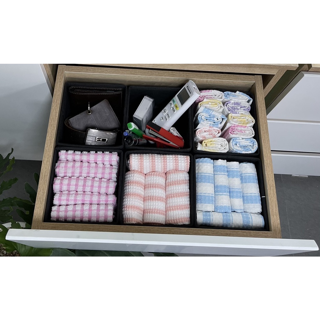 Hộp vải đựng đồ đa năng NGỌC HOME hộp vuông để khăn, vật dụng cá nhân màu đen