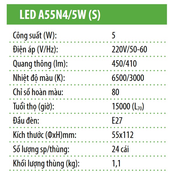 Bóng đèn LED Rạng Đông tròn 3W 5W 7W 9W 12W 15W 20 30W