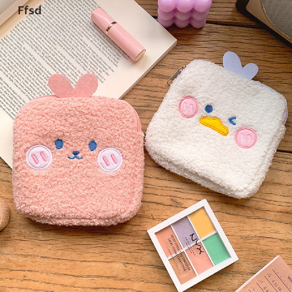 {Ffsd} Túi Đựng Đồ Trang Điểm / Chìa Khóa / Son Môi Bằng Vải Lông Dễ Thương Nhỏ Gọn * Bán