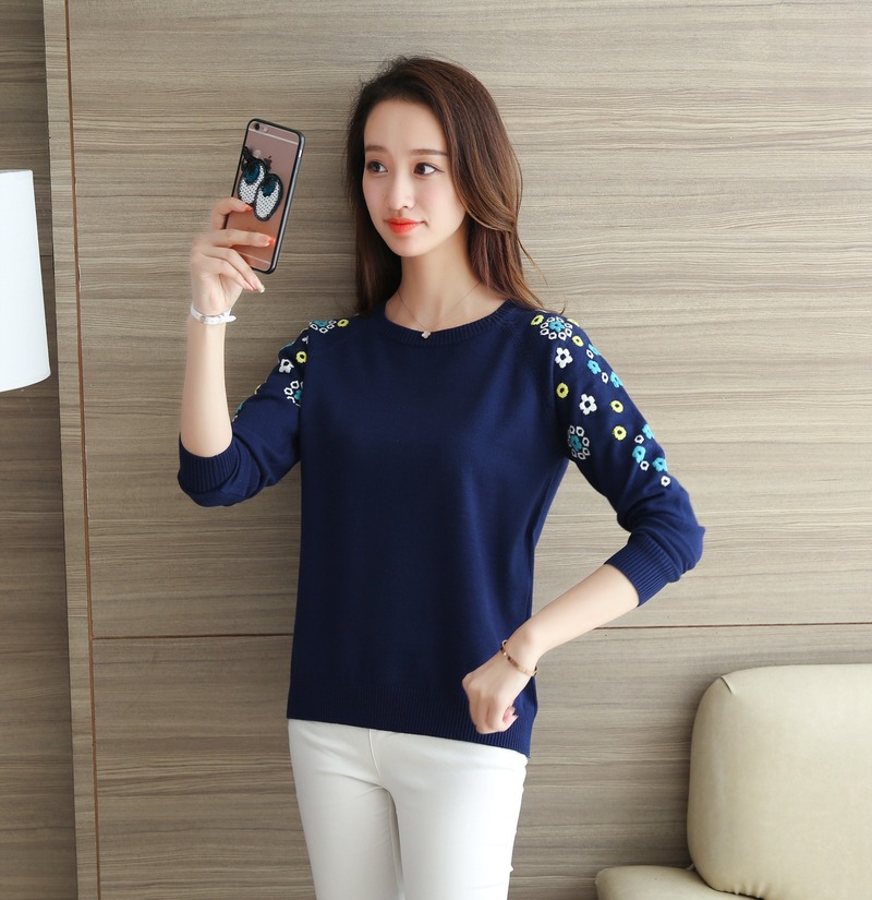 Áo Sweater Nữ Thêu Hoa Thời Trang Thu Đông