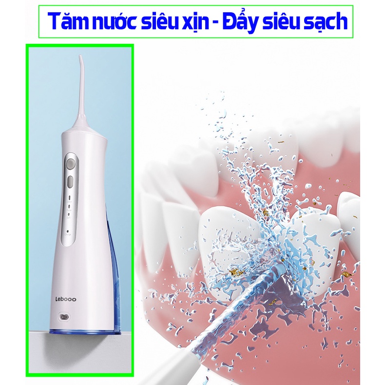 Máy tăm nước nha khoa thiết kế hiện đại dung tích bình chứa 200ml, dung lượng pin lớn 1400mAh