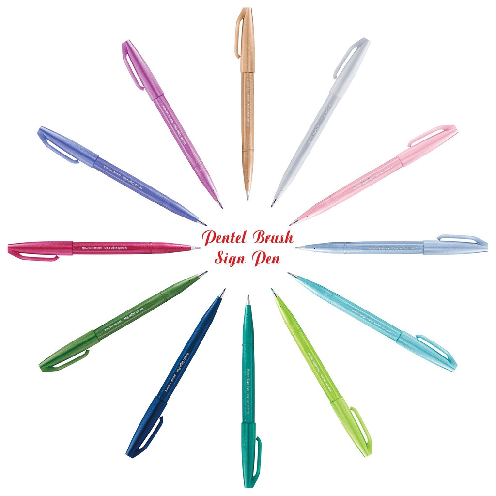 Bộ bút Pentel Brush Sign Pen SES15C 12 màu Pastel