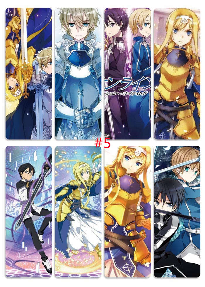 Set 8 Thẻ Đánh Dấu Sách In Hình Nhân Vật Anime Sword Art Online