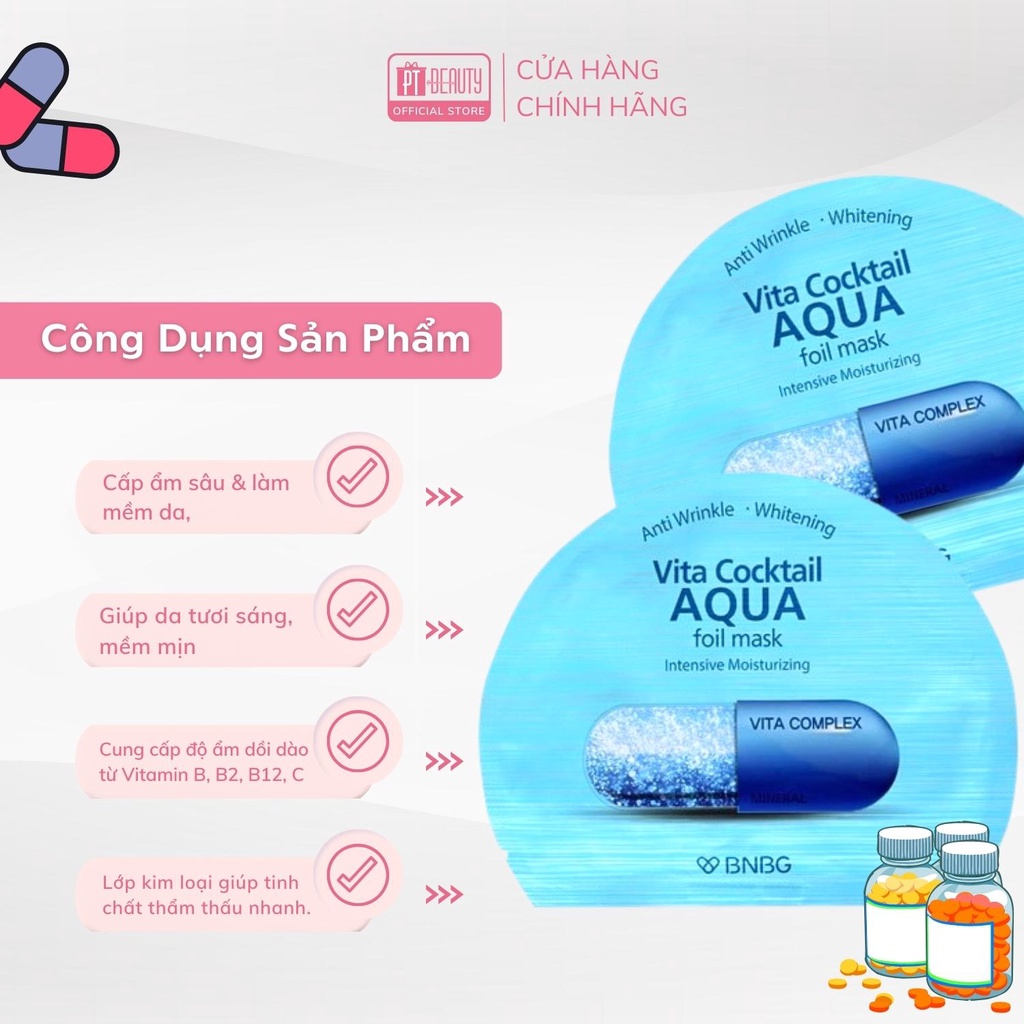 [Mã BMLT35 giảm đến 35K đơn 99K] Mặt nạ BNBG Vita Mask giảm mụn, phục hồi, cấp ẩm, nuôi dưỡng da toàn diện 30ml Hàn Quốc