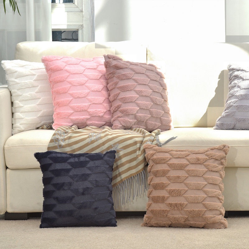 Vỏ Gối Sofa Vải Bông 3d Mềm Màu Trơn 45x45cm 30x50cm 45x45cm