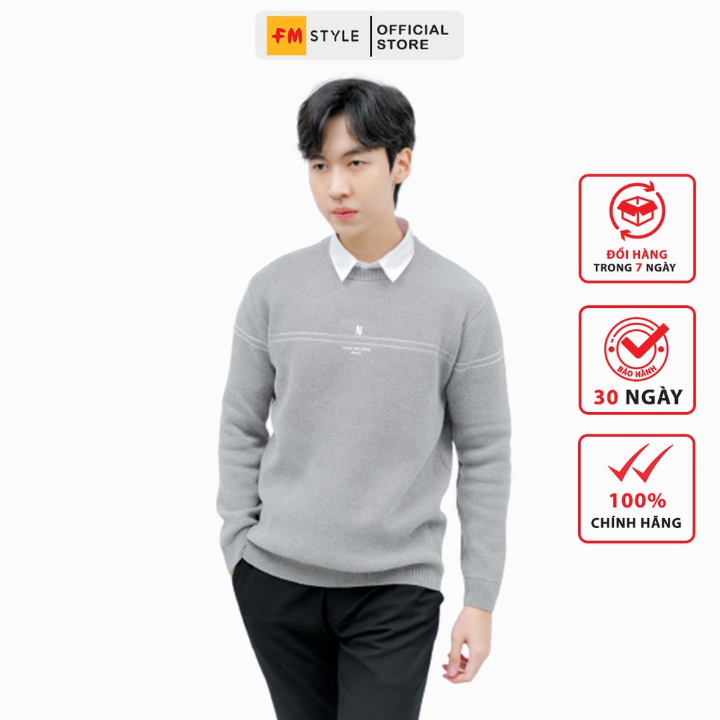 Áo len nam cổ tròn lót lông form rộng hoạ tiết in chữ thời trang thu đông phong cách hàn quốc FMStyle Men 2110ALA5342901