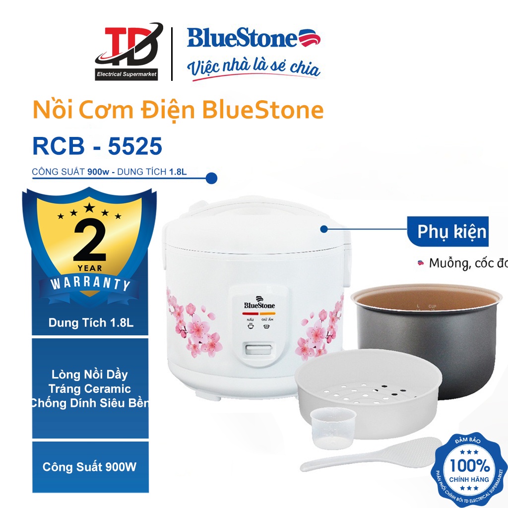 Nồi cơm điện nắp gài BlueStone RCB-5525 1.8L