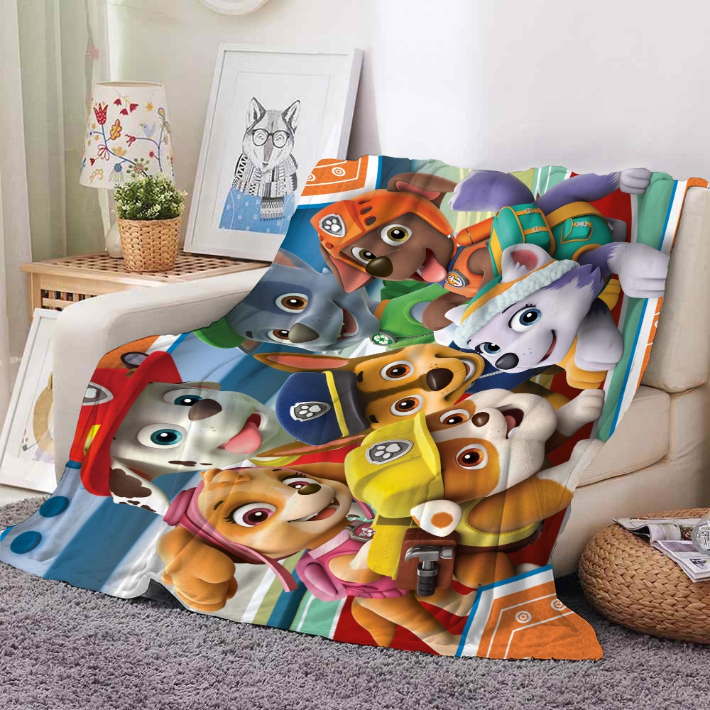 Chăn flannel Giữ Ấm Họa Tiết Chú Chó Cứu Hộ Xinh Xắn Dành Cho Bé