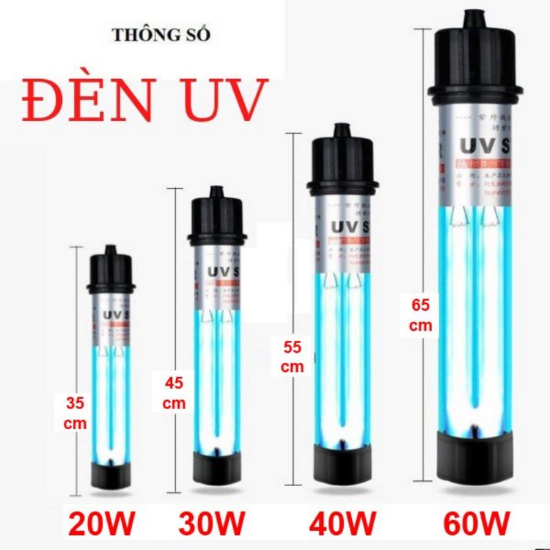 Đèn UV bể cá công suất 20W - 60W diệt tảo , vi khuẩn cho hồ cá lớn