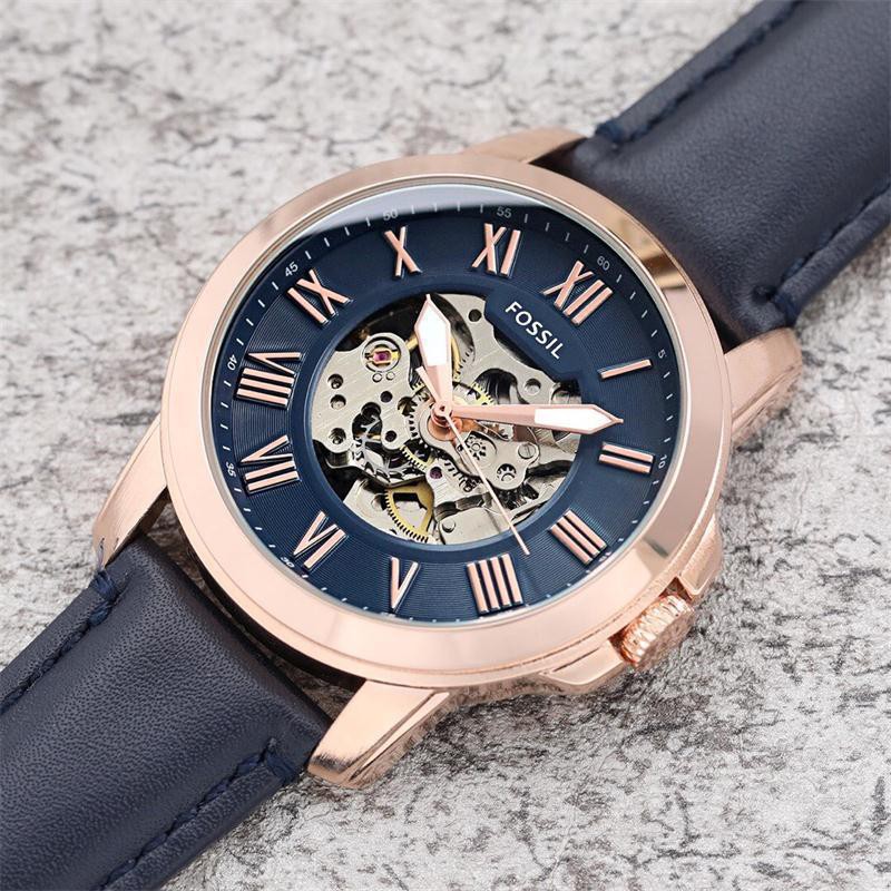 Đồng hồ nam dây da, đồng hồ đeo tay nam chạy tự động FOSSIL máy cơ, Full box, cao cấp, kiểu dáng thời trang