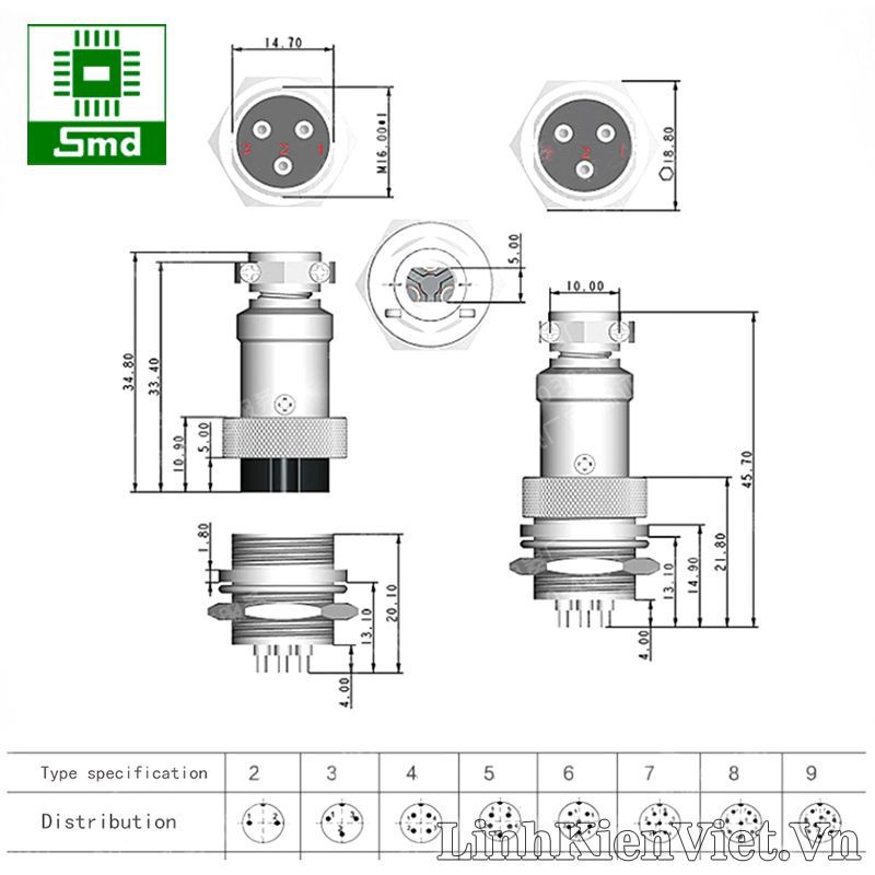 Đầu nối nhanh vỏ sắt 16mm