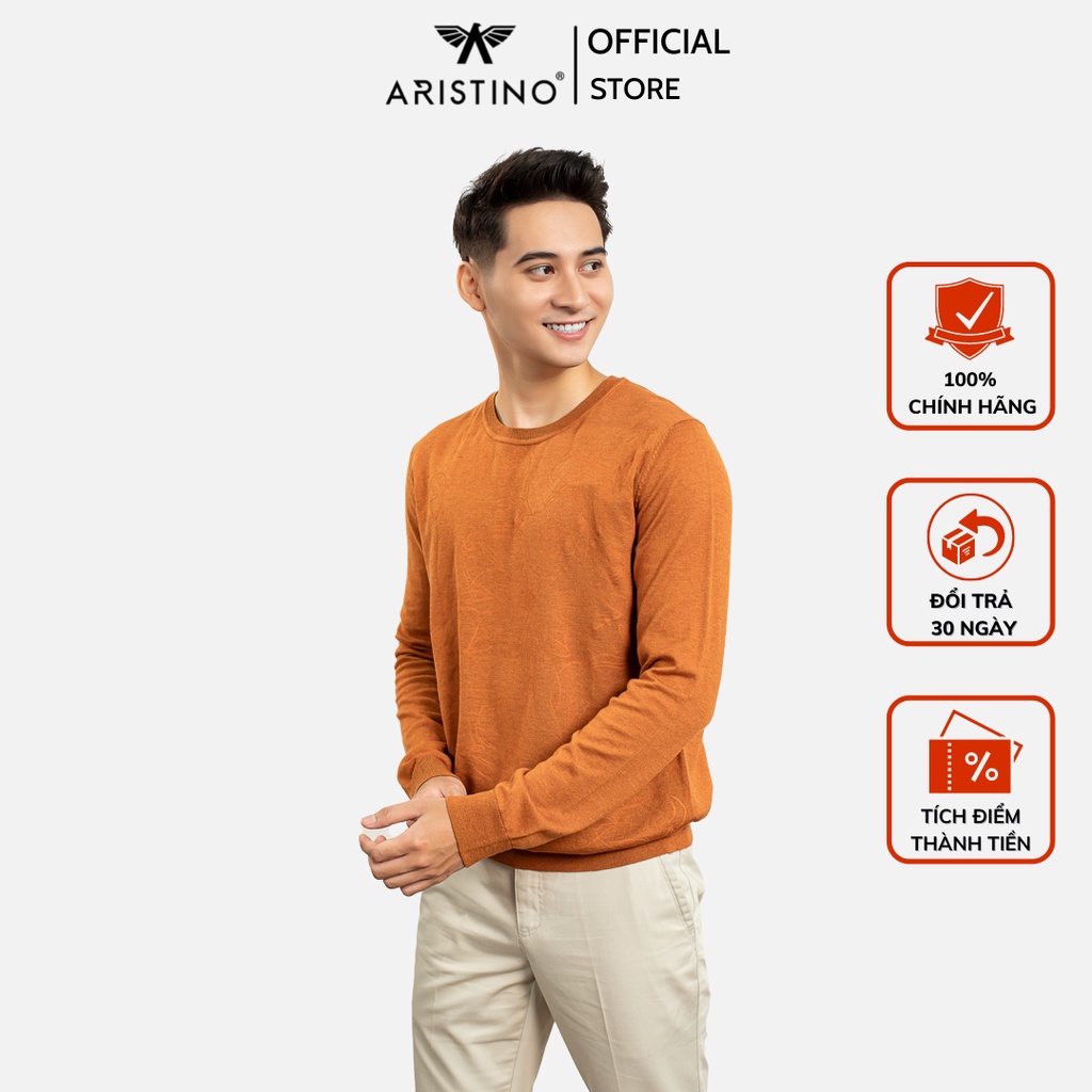 Áo len nam ARISTINO AWO006W9 hoa mộc lan được in tràn trên phần thân áo