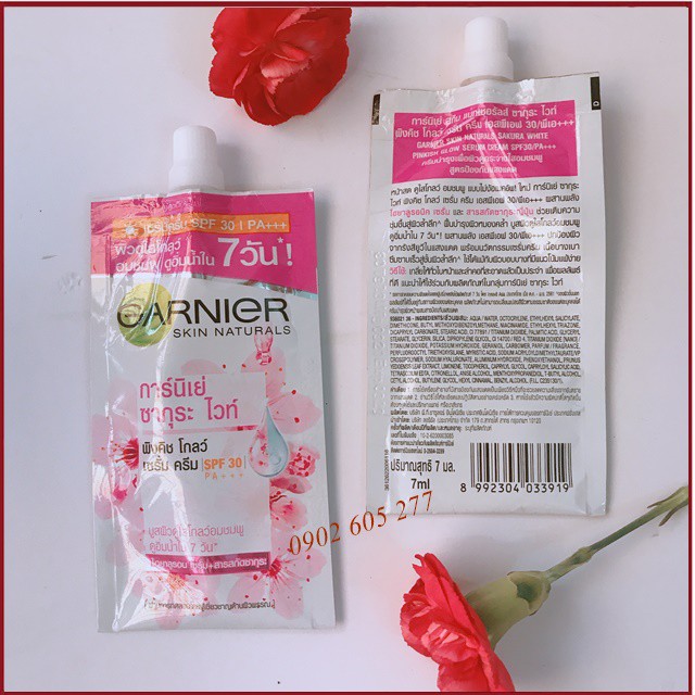 [hàng chính hãng] Hộp 6 Gói Kem Garnier dưỡng da Thái Lan (đỏ,vàng,hồng)