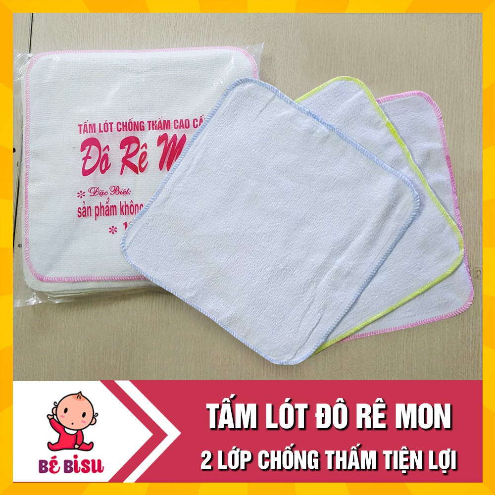 Set 10 Tấm lót chống thấm ĐÔ RÊ MON 2 lớp cotton thấm hút cho bé (MÀU TRẮNG)