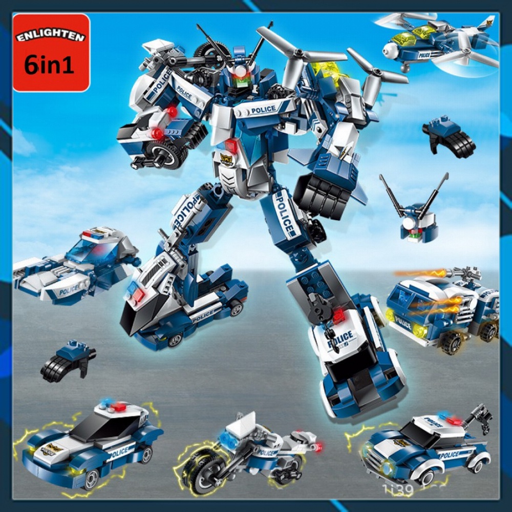 Bộ lego 6in1 cảnh sát robot 1407 cho bé