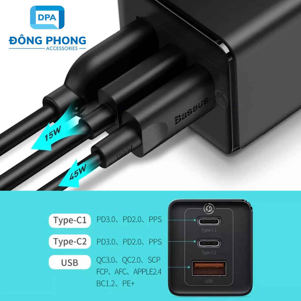 Bộ Sạc Nhanh Đa Năng Baseus Gan 2 Pro Quick Travel Charger 65W Chính Hãng