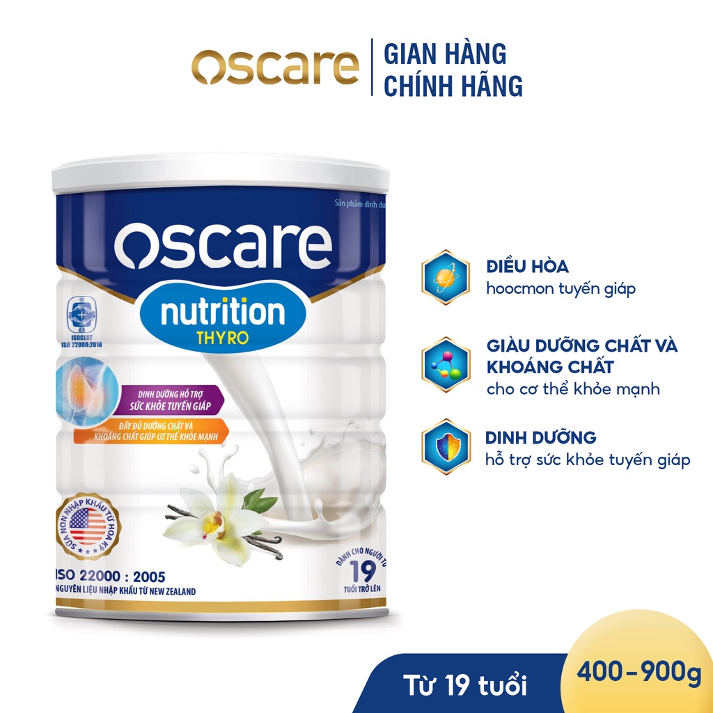 [Mua 3 tặng 1] Sữa Bột OSCARE Nutrition Thyro Cung Cấp Dinh Dưỡng Cho Người Bị Tuyến Giáp Hộp 400g, 900g