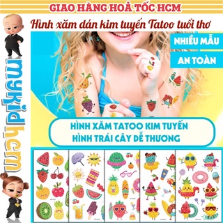 Sticker hình xăm KIM TUYẾN dán tuổi thơ TATOO NHIỀU CHỦ ĐỀ ĐỘNG VẬT BIỂN KHỦNG LONG TRÁI CÂY đồ chơi bé trai bé gái