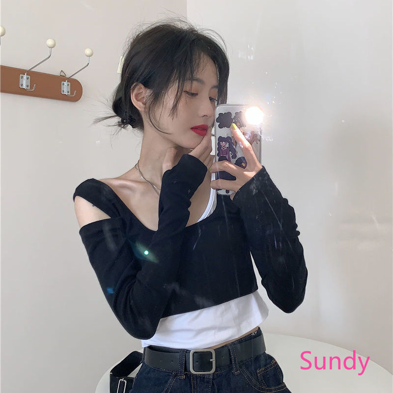 Áo Kiểu Tay Dài Thiết Kế Trễ Vai Nữ Tính