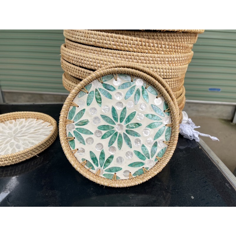 D32 Khay tráng lớp vỏ sò Khay khảm trai đựng Đồ ăn nhẹ, Khay để bàn cà phê, Giỏ đựng thực phẩm Trong nhà, Khay Trang trí