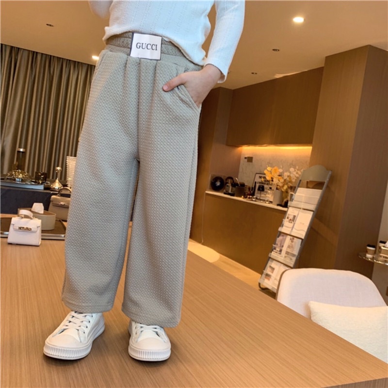 Quần dài ống rộng bé gái size 18-32kg cạp cao, quần áo trẻ em thu đông