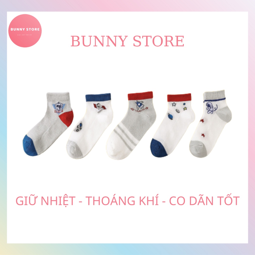 Set 5 Đôi Tất Cho Bé BUNNY Cao Cấp Chất Liệu Giữ Nhiêt, Giữ Ấm Cho Bé Trai Bé Gái