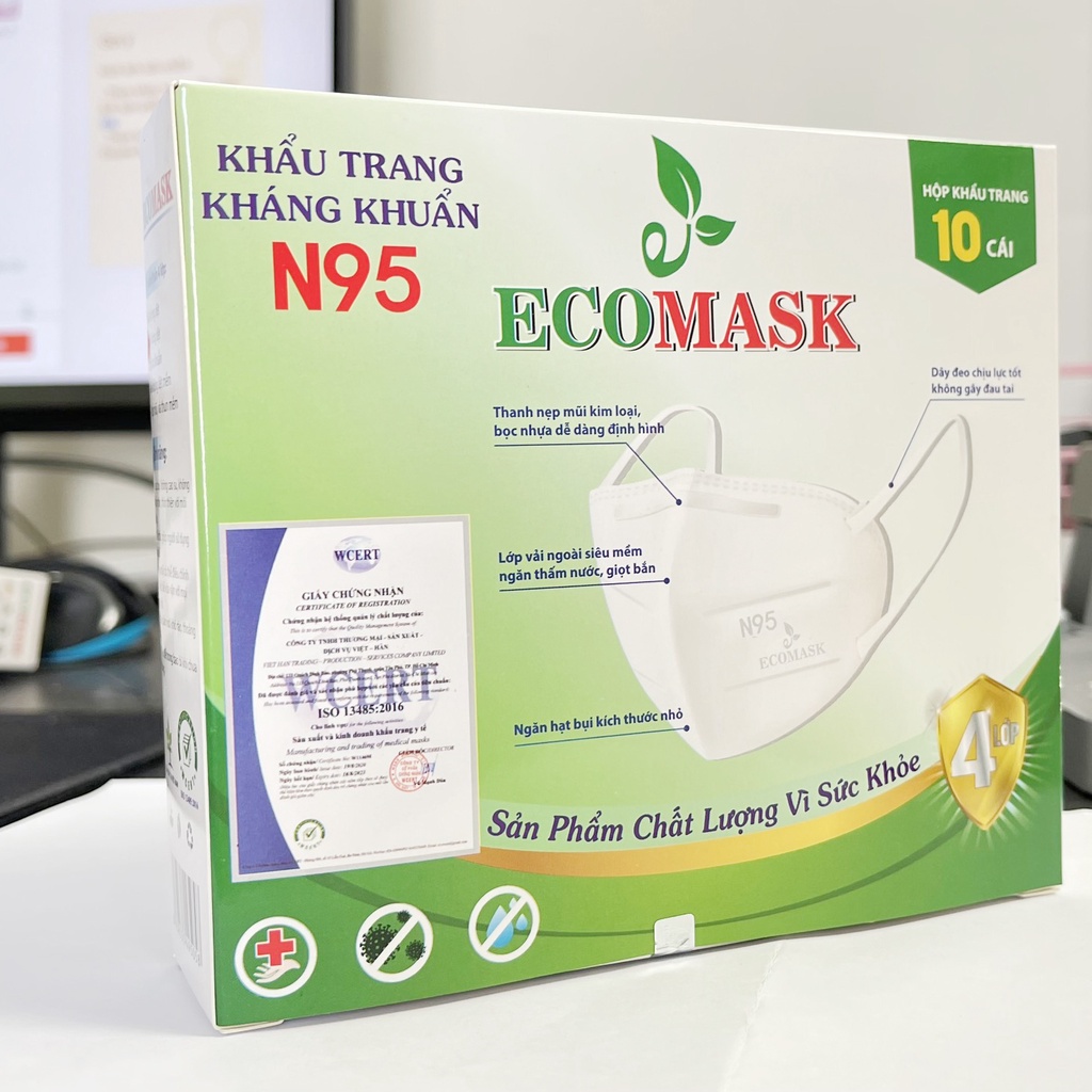 Khẩu trang kháng khuẩn N95 Ecomask 4 lớp chống bụi mịn NPP Shoptido