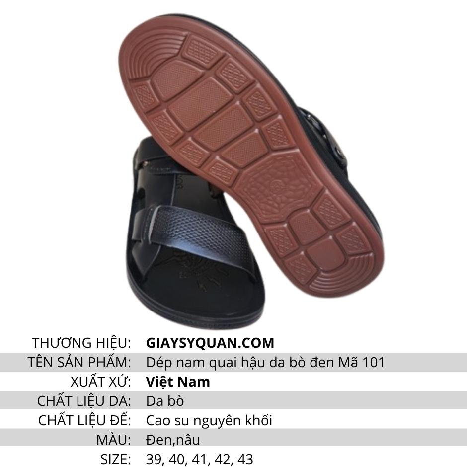 Dép nam quai hậu da bò - Giày sandal nam đế cao su chống mài mòn Mã 101