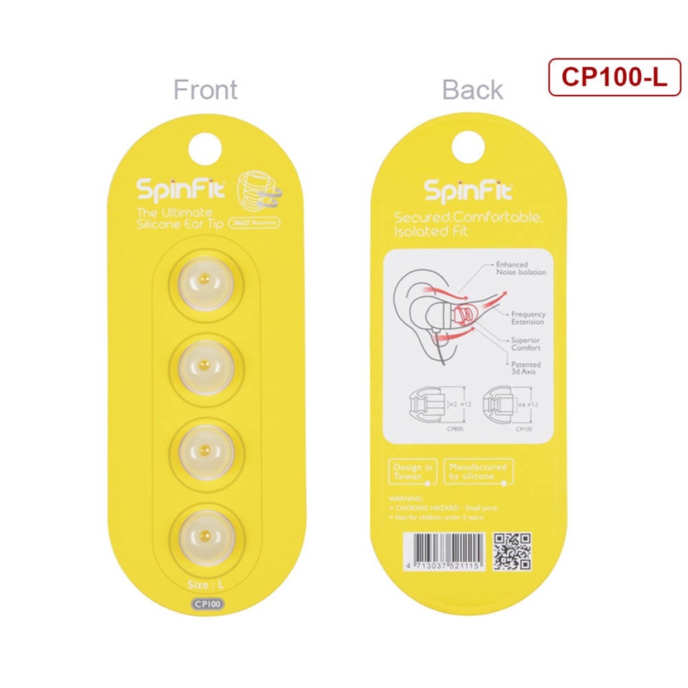 Cặp nút tai nghe nhét tai từ nhựa silicon dành cho Spinfit CP100