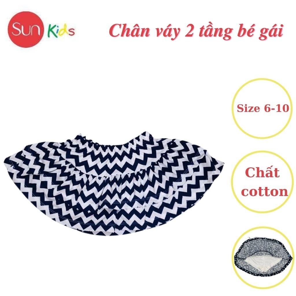 Chân váy cho bé, đầm bé gái 2 tầng, chất cotton, có quần đùi trong, size 6-10 - SUNKIDS1