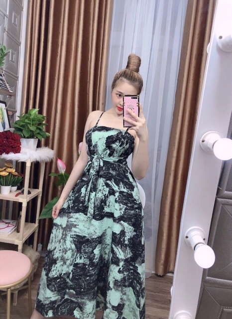 Đầm maxi hai dây họa tiết + Ảnh thật | BigBuy360 - bigbuy360.vn