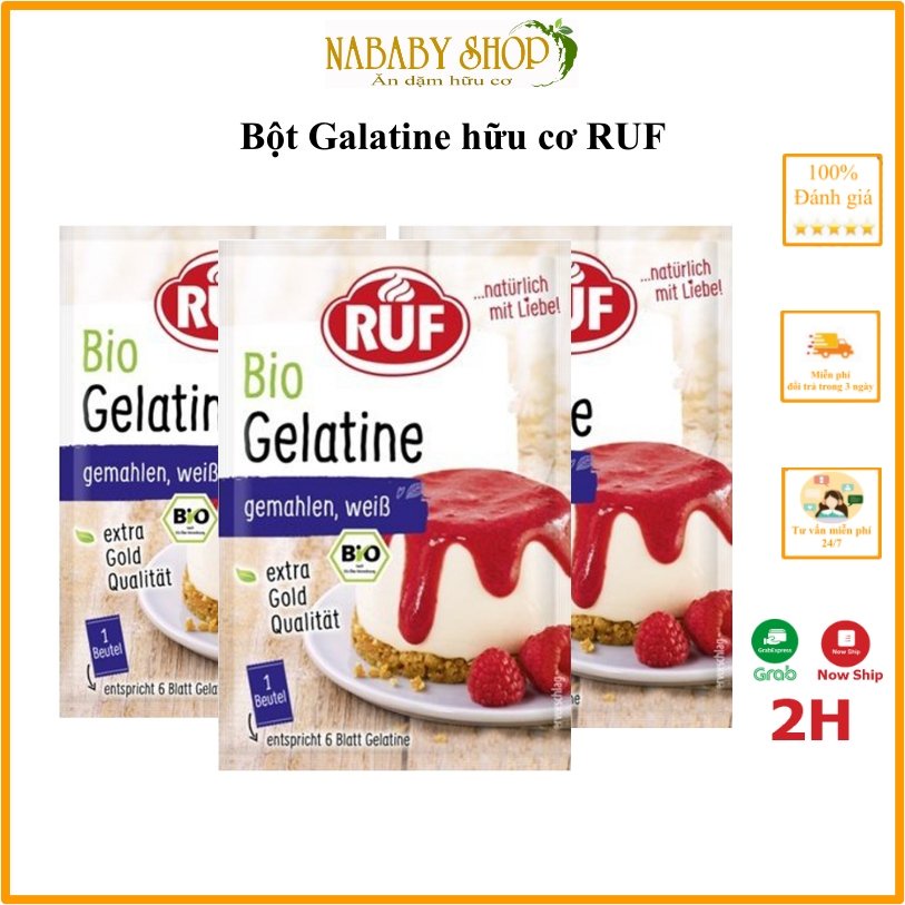 [Date 2026 ] Bột Gelatine hữu cơ RUF, Sản xuất tại Đức 9g/gói gelatin