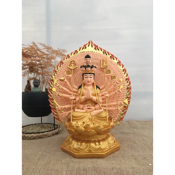 Tượng Phật Thiên Thủ 30cm/Chuẩn Đề 25cm kt tính tới đầu tượng