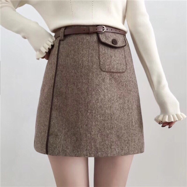 Chân váy dạ Kèm đai ( tặng ngay thẻ 20k)