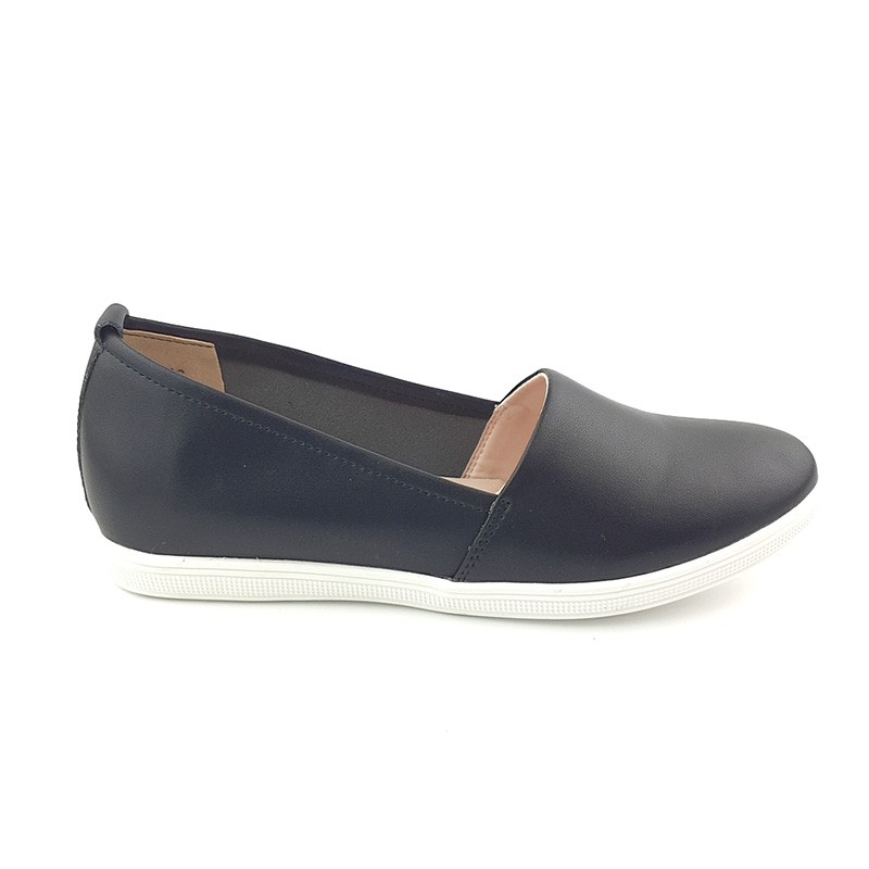 Giày bệt Nữ Slipon độn đế 3cm/3 phân Da thật trơn Êm chân chuẩn VNXK - HANO