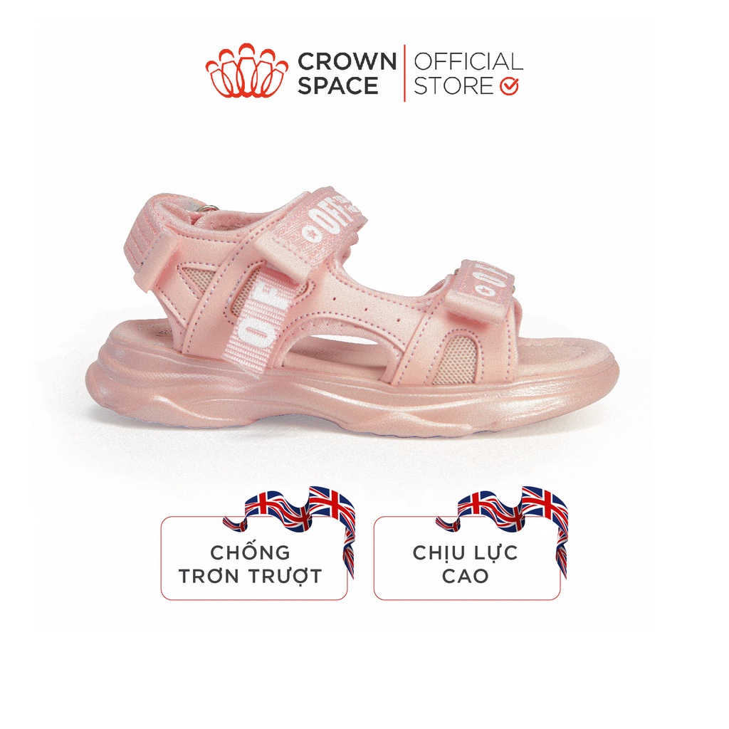 Dép Quai Hậu Sandal Bé Gái Đi Học Đi Chơi Crown Space Cao Cấp CRUK550 - Nhẹ Êm, Chống Hôi Chân Màu Hồng Size 26-36